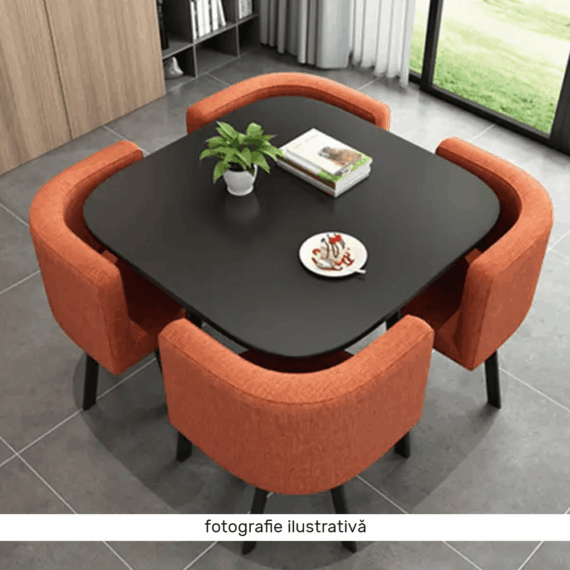 Set de mobilier dining 1+4, maro deschis/natural, BEVIS NEW