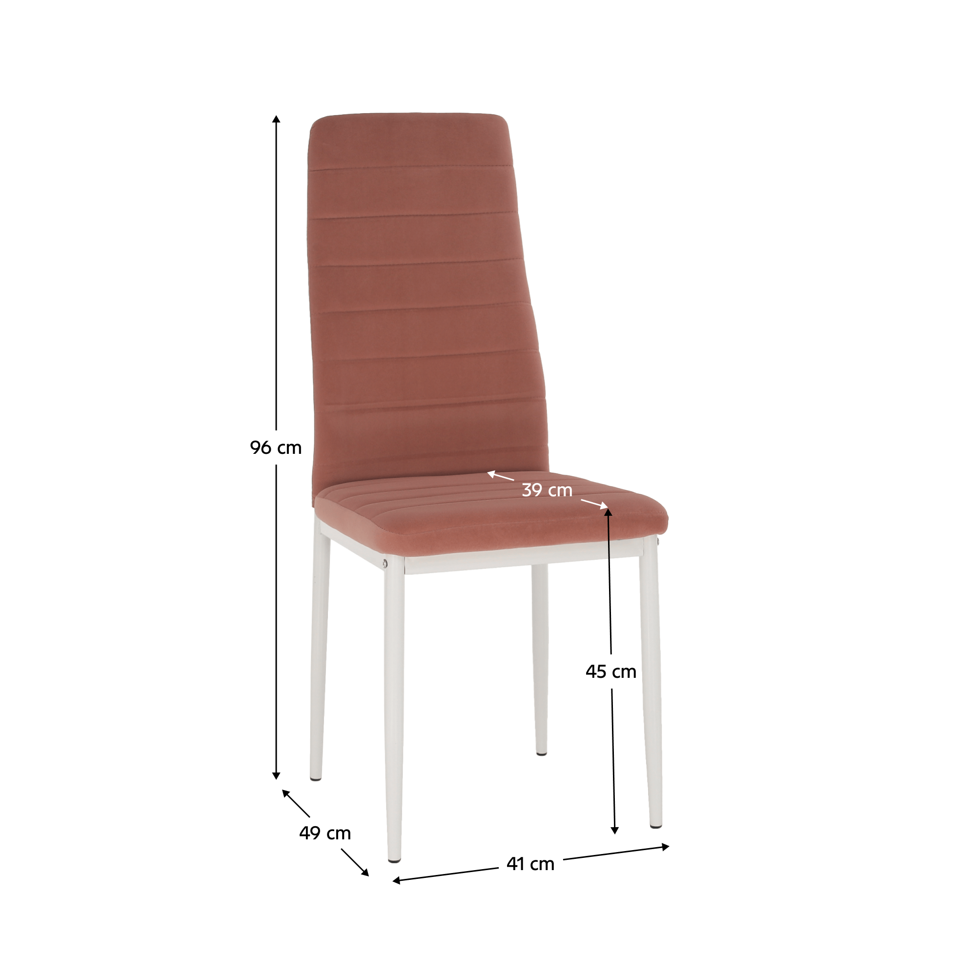 Scaun, ţesătură de catifea roz / metal alb, Coleta Nova