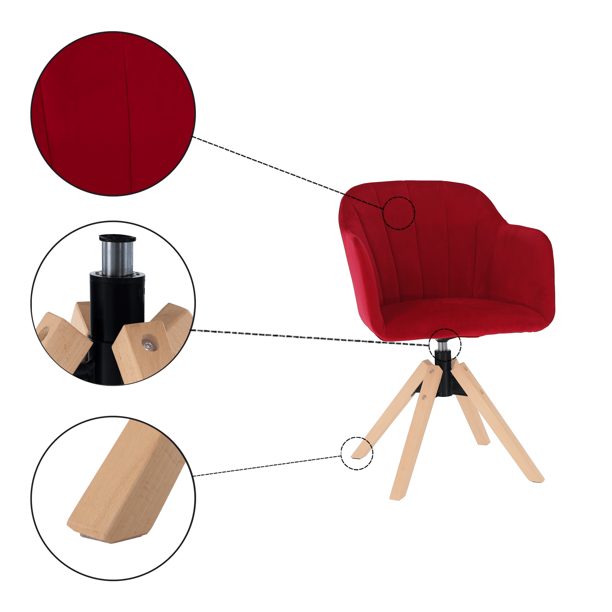 Fotoliu rotativ, textil Velvet, oxy fire roşu/fag, DALIO - imagine 2