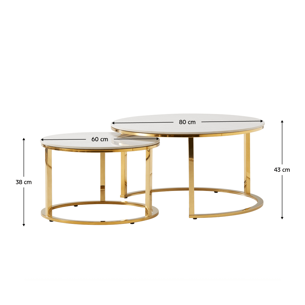 Set 2 mese de cafea, auriu/imitaţie de marmură, DEVNET 2 NEW - imagine 5