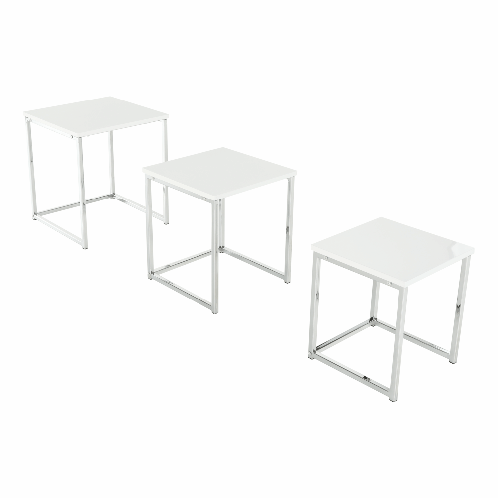 Set 3 măsuţe de cafea, alb extra lucios, ENISOL TYP 3 - imagine 2