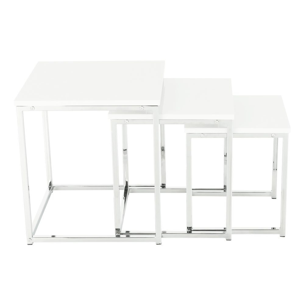 Set 3 măsuţe de cafea, alb extra lucios, ENISOL TYP 3 - imagine 5