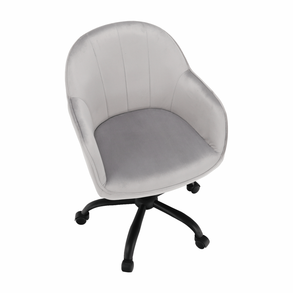Scaun de birou, material textil din catifea gri deschis / negru, EROL - imagine 6