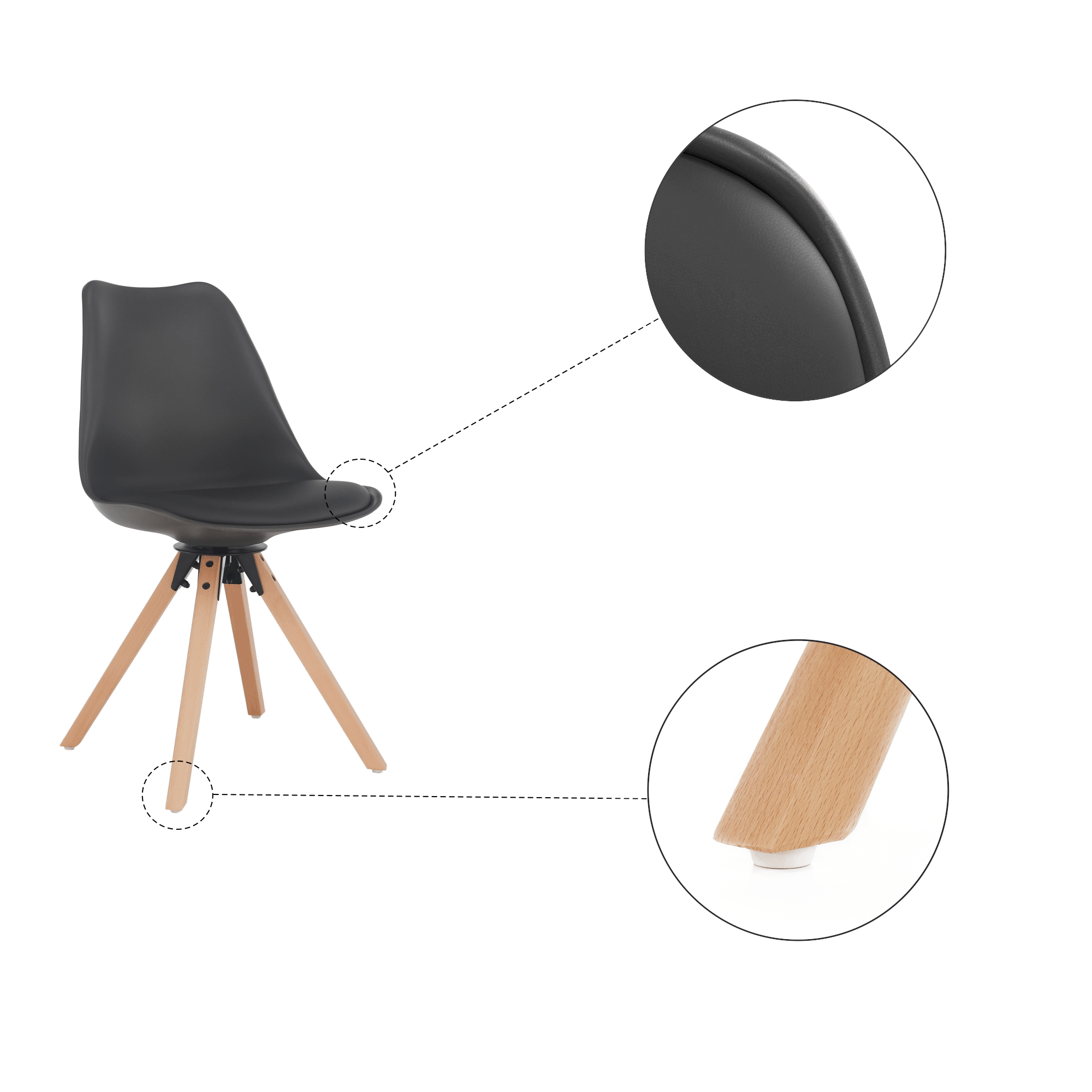 Scaun pivotant elegant, gri închis, ETOSA - imagine 2