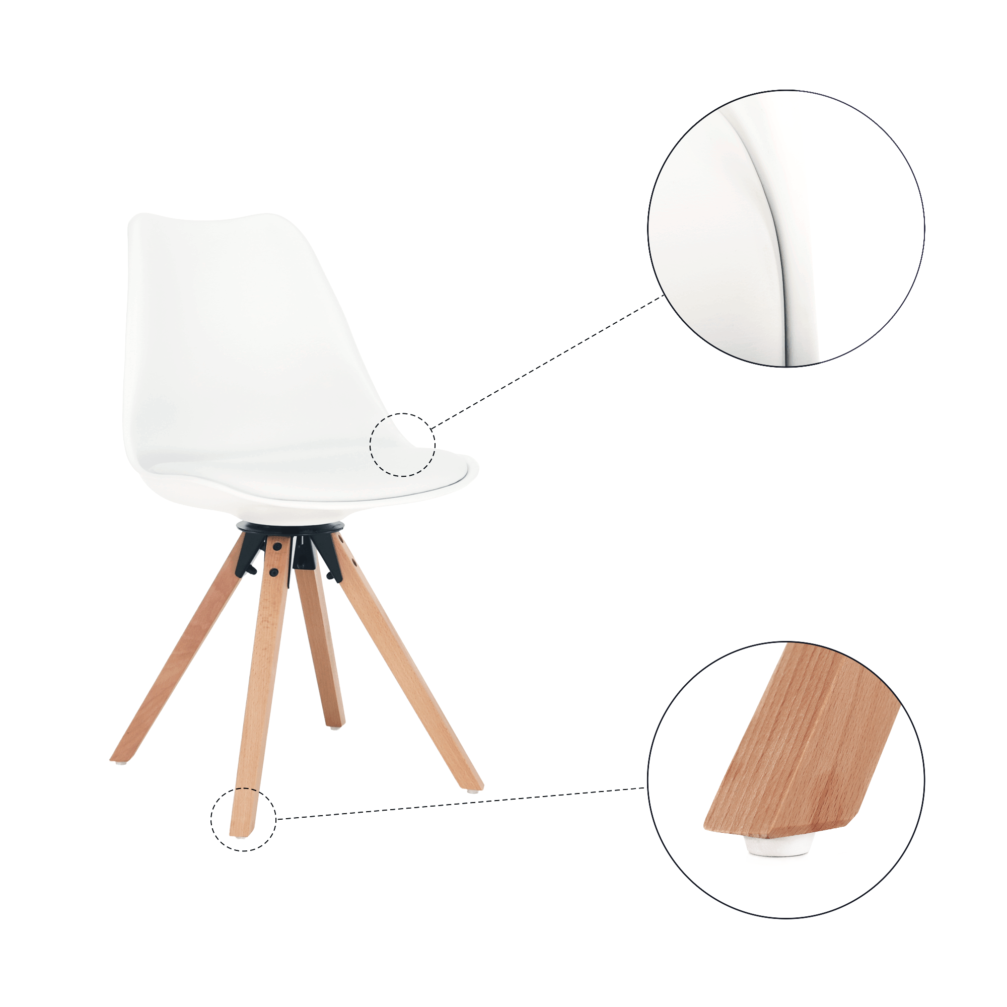 Scaun pivotant elegant, alb, ETOSA - imagine 2