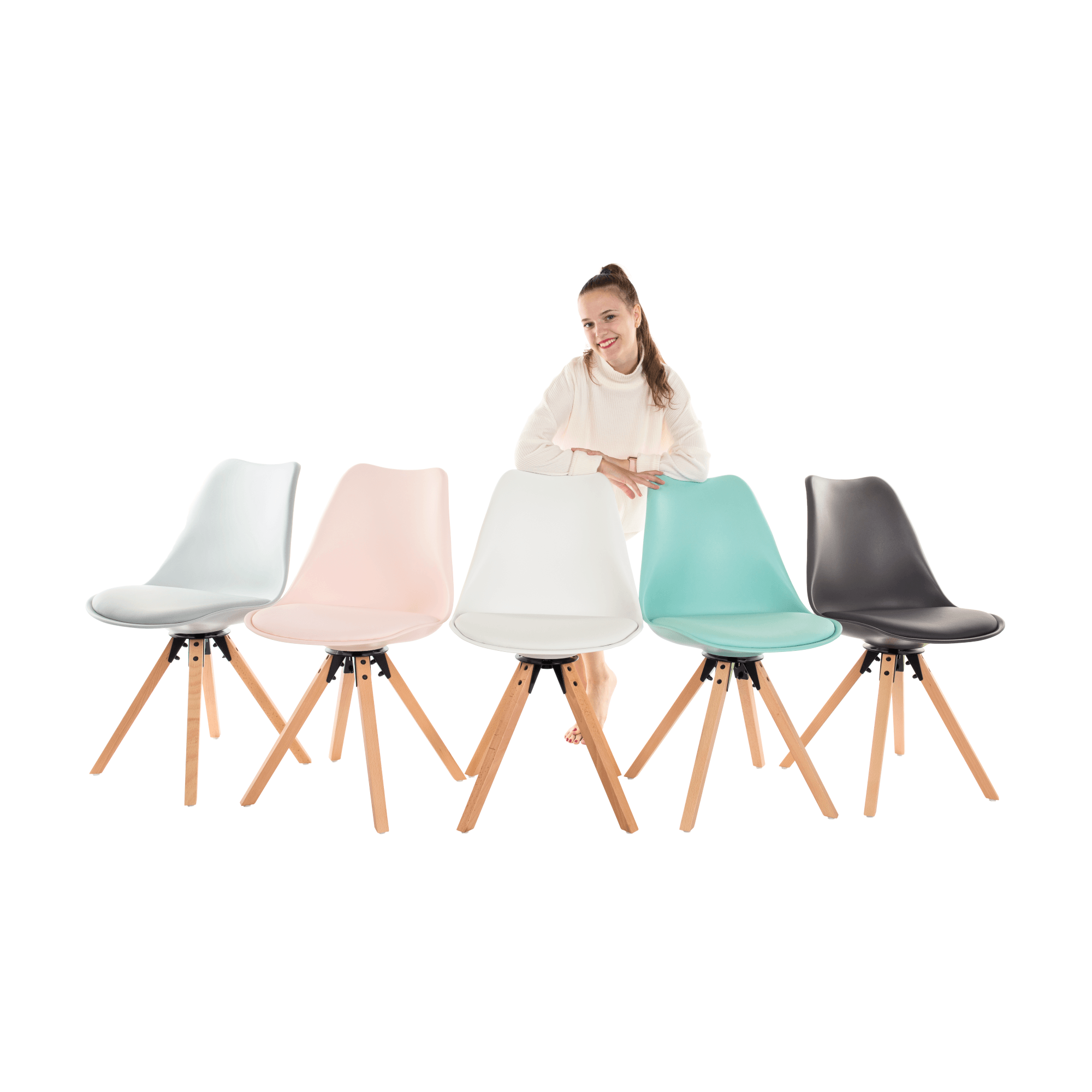 Scaun pivotant elegant, alb, ETOSA - imagine 3