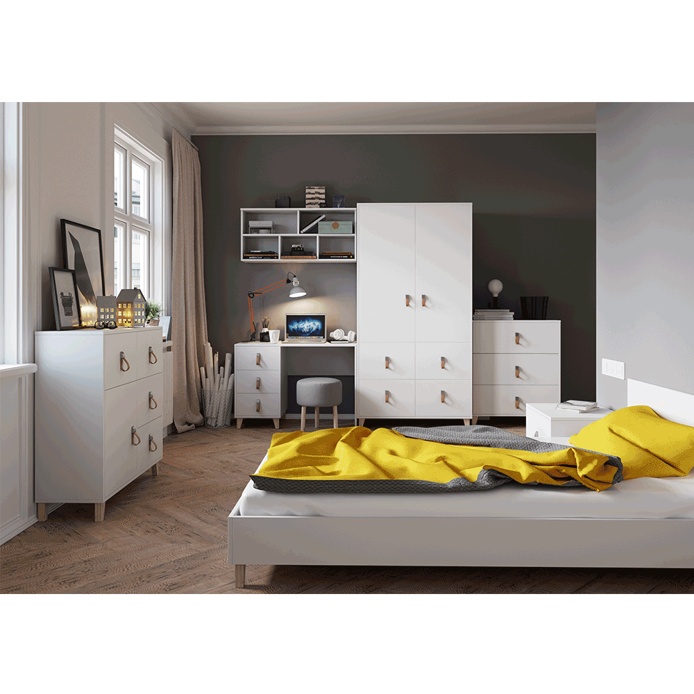 Comodă, albă, muchii ABS, FIERA 4S1D - imagine 2