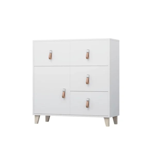 Comodă, albă, muchii ABS, FIERA 4S1D