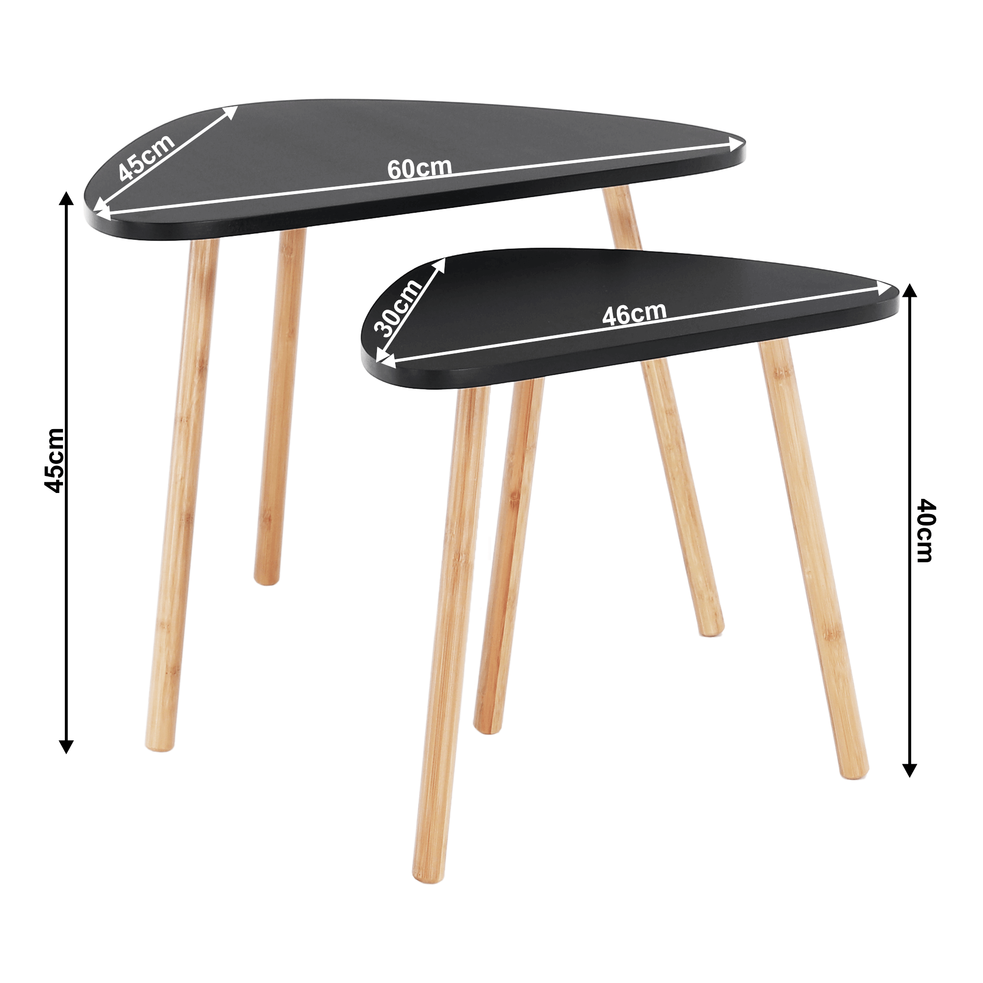 Set de 2 mese, negru / natural, GOREJ - imagine 4