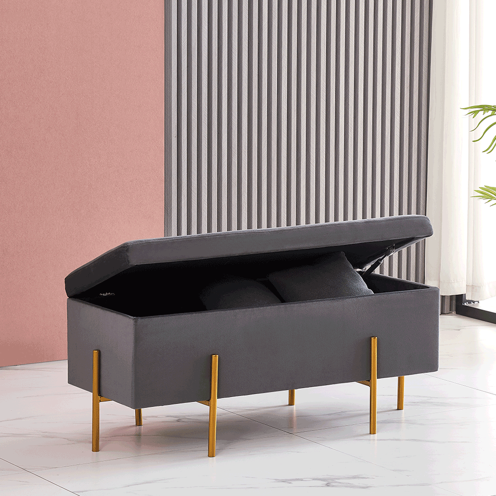 Scaun, ţesătură de catifea gri / auriu, GRAL - imagine 2
