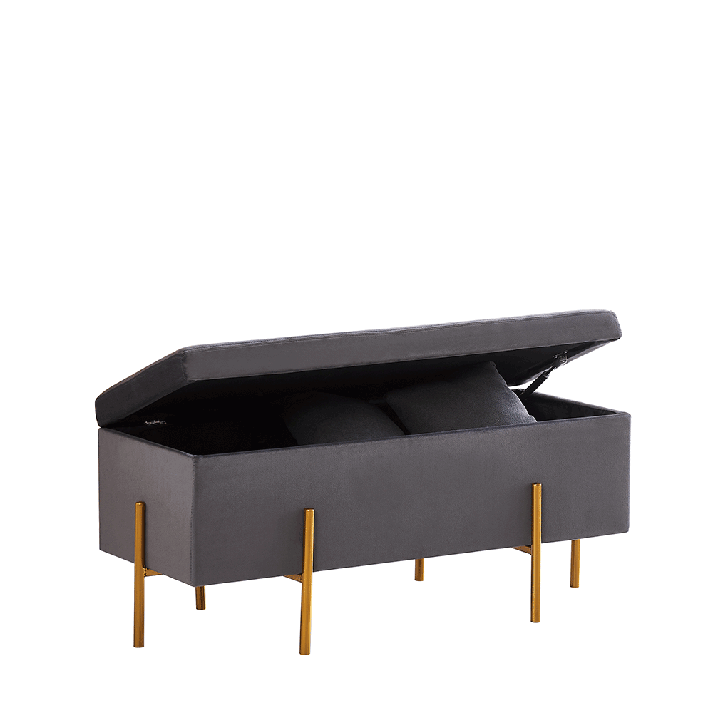 Scaun, ţesătură de catifea gri / auriu, GRAL - imagine 3