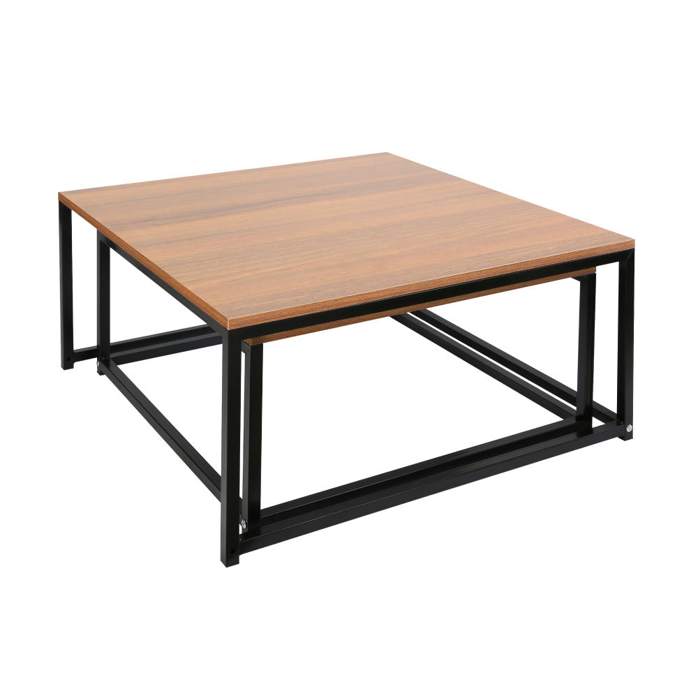 Set 2 măsuţe de cafea, nuc/negru, KASTLER NEW TYP 1 - imagine 2