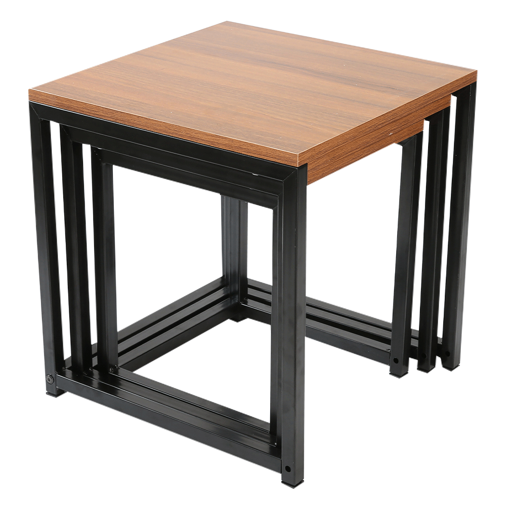 Set 3 măsuţe de cafea, nuc/negru, KASTLER NEW TYP 3