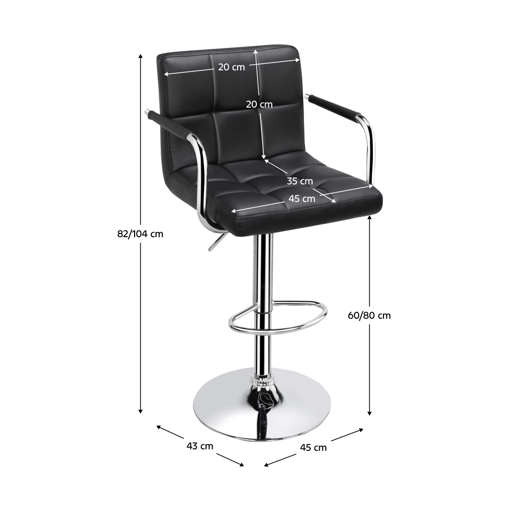 Scaun de bar, piele ecologică neagră / crom, LEORA 3 NEW - imagine 3