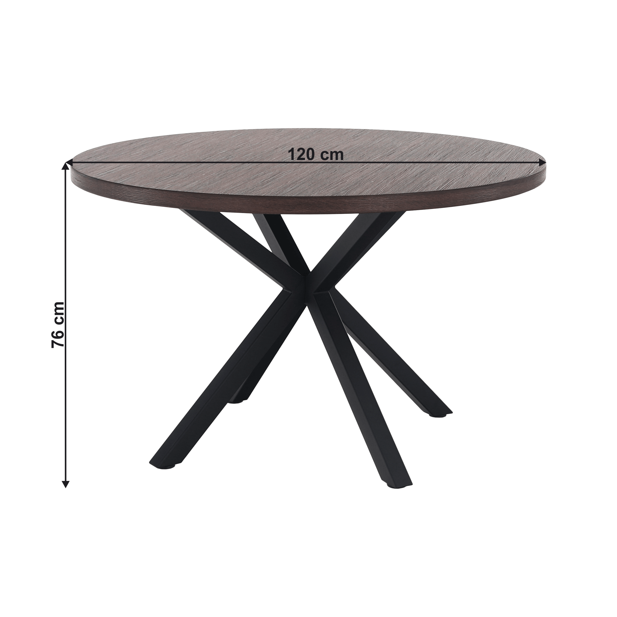 Masă de sufragerie, stejar închis / negru, diametru 120 cm, MEDOR - imagine 2