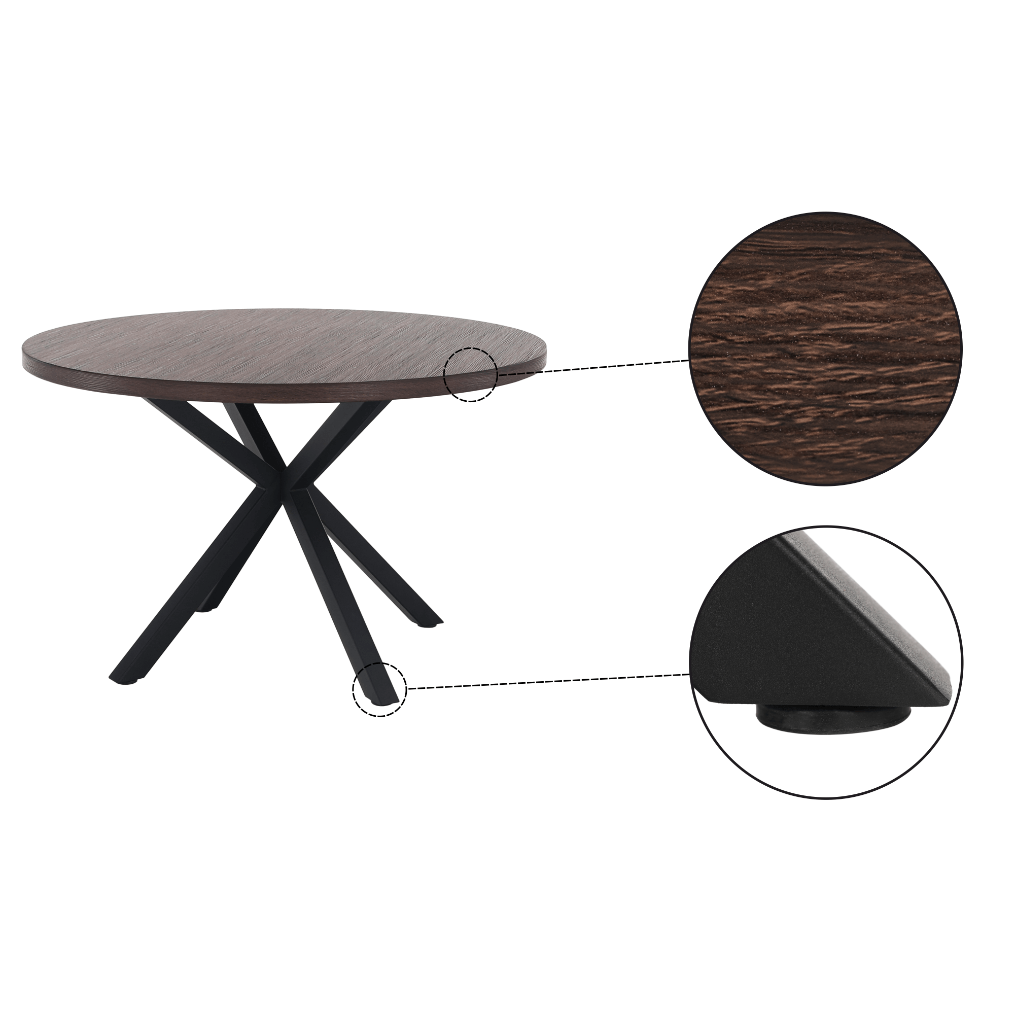 Masă de sufragerie, stejar închis / negru, diametru 120 cm, MEDOR - imagine 3