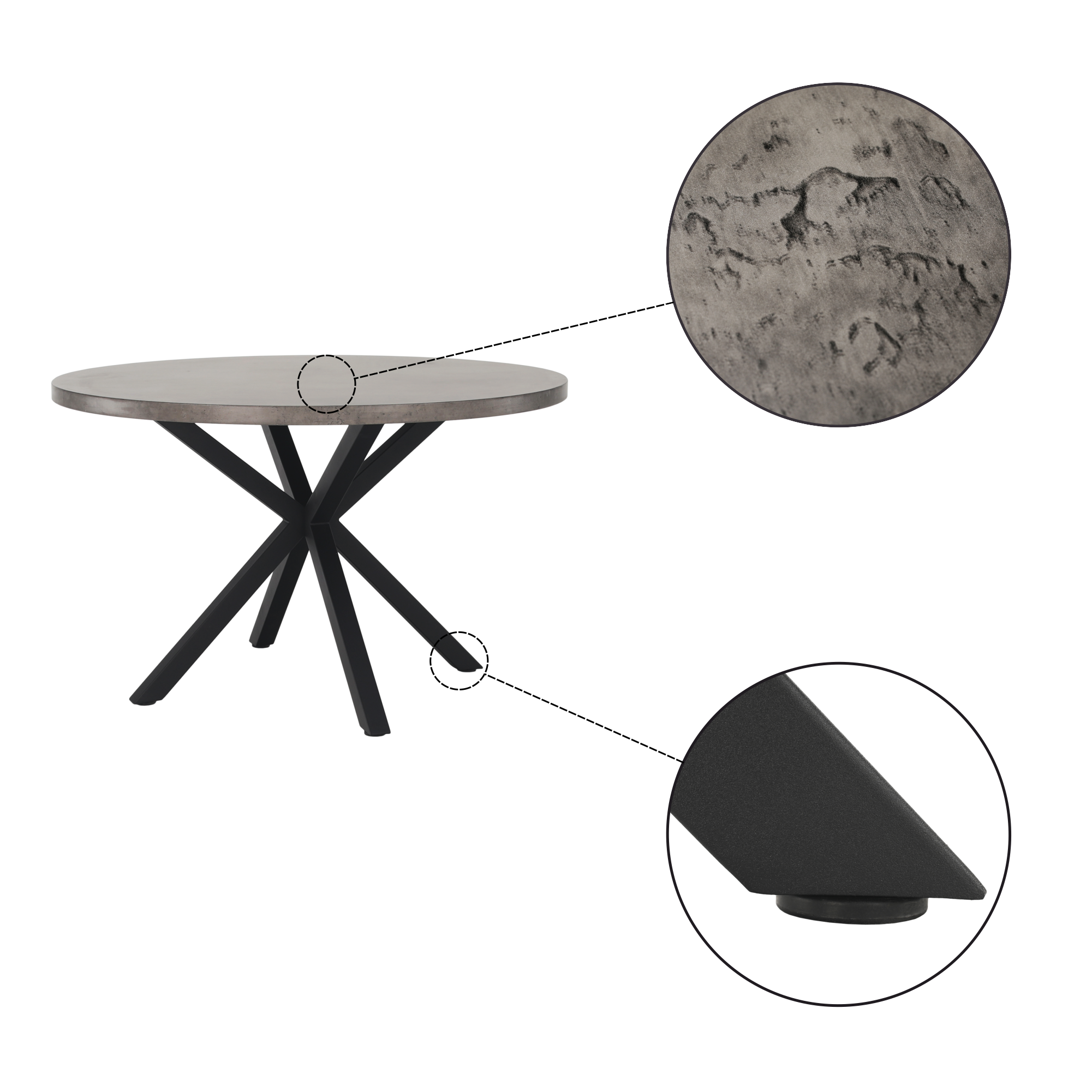 Masă de luat masa, gri carbon / negru, diametru 120 cm, MEDOR - imagine 2