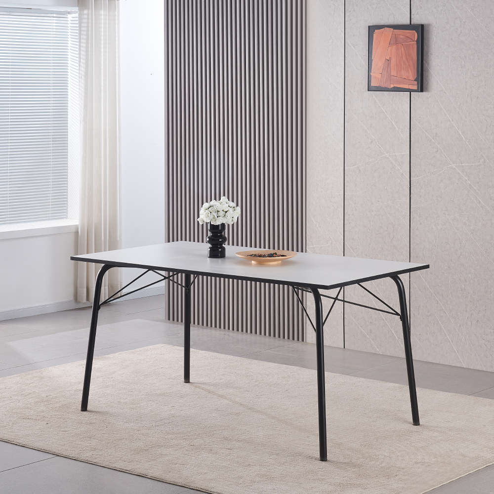 Masă dining, albă / neagră, 160x80x75 cm, NALAK TIP 3 - imagine 5