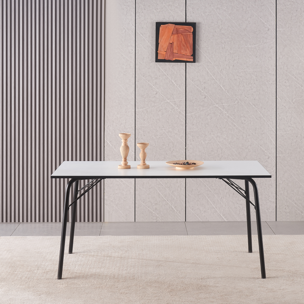 Masă dining, albă / neagră, 160x80x75 cm, NALAK TIP 3 - imagine 6