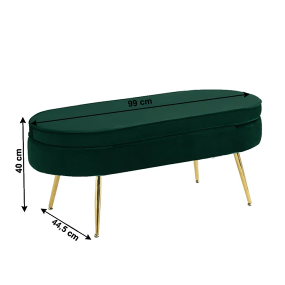 Scaun de lux, ţesătură de catifea smarald / auriu crom, Art-deco, NOBLIN TABURET TIP 2