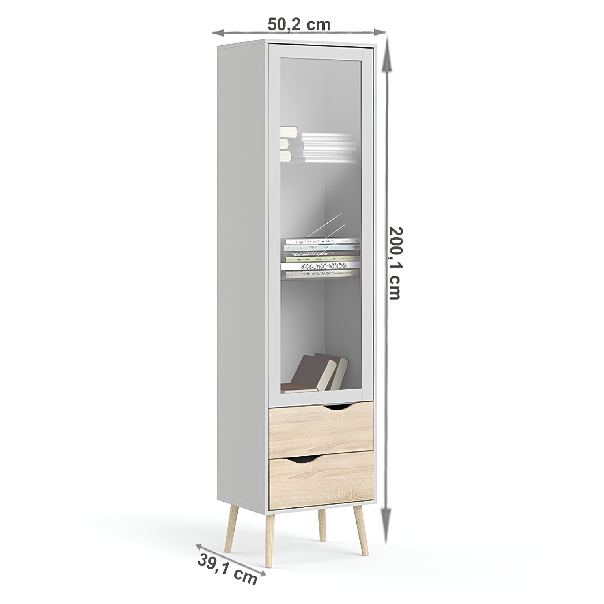 Vitrină, stejar sonoma/alb, OSLO 75461 - imagine 3