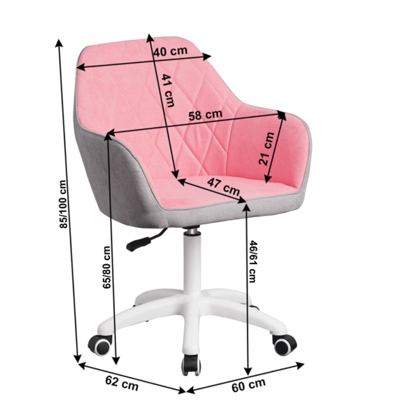 Scaun de birou, material roz/gri/alb, SANTY