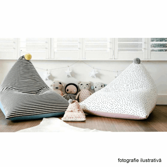 Fotoliu tip sac, alb/roz/gri, POMPOM