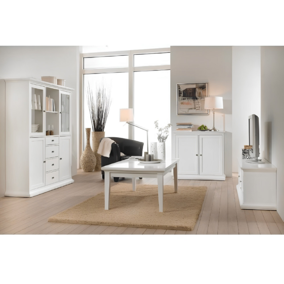 Comodă PAL înfoliat/MDF lăcuit, alb, PARIS 76716