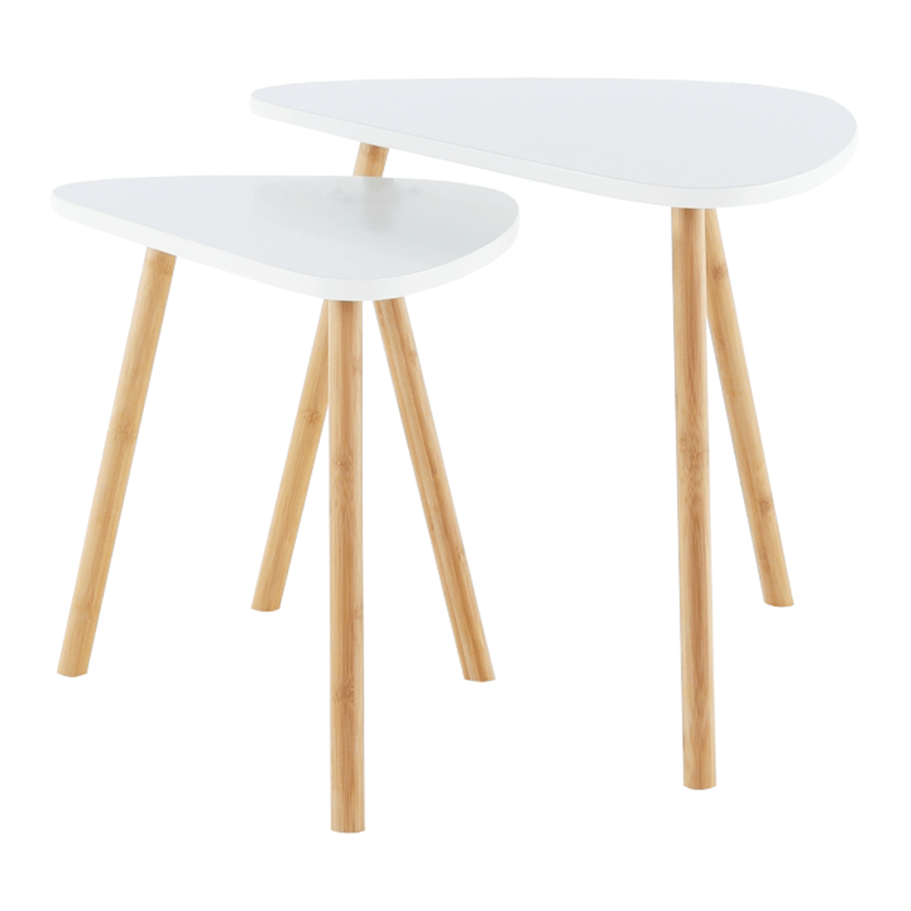 Set a două măsuţe de cafea, alb/natural, BISMAK - imagine 5