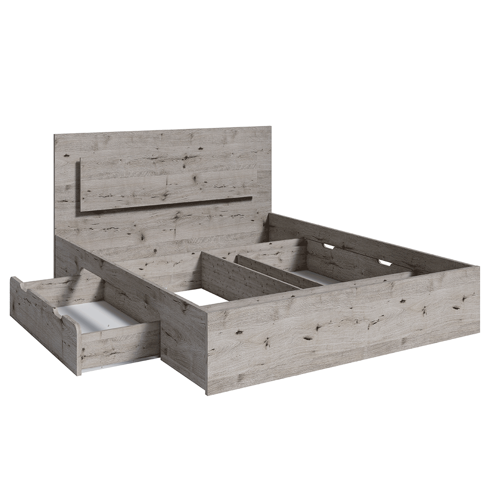 Set dormitor (dulap/ pat/ 2 noptiere), stejar Wellington, TOGOS - imagine 5