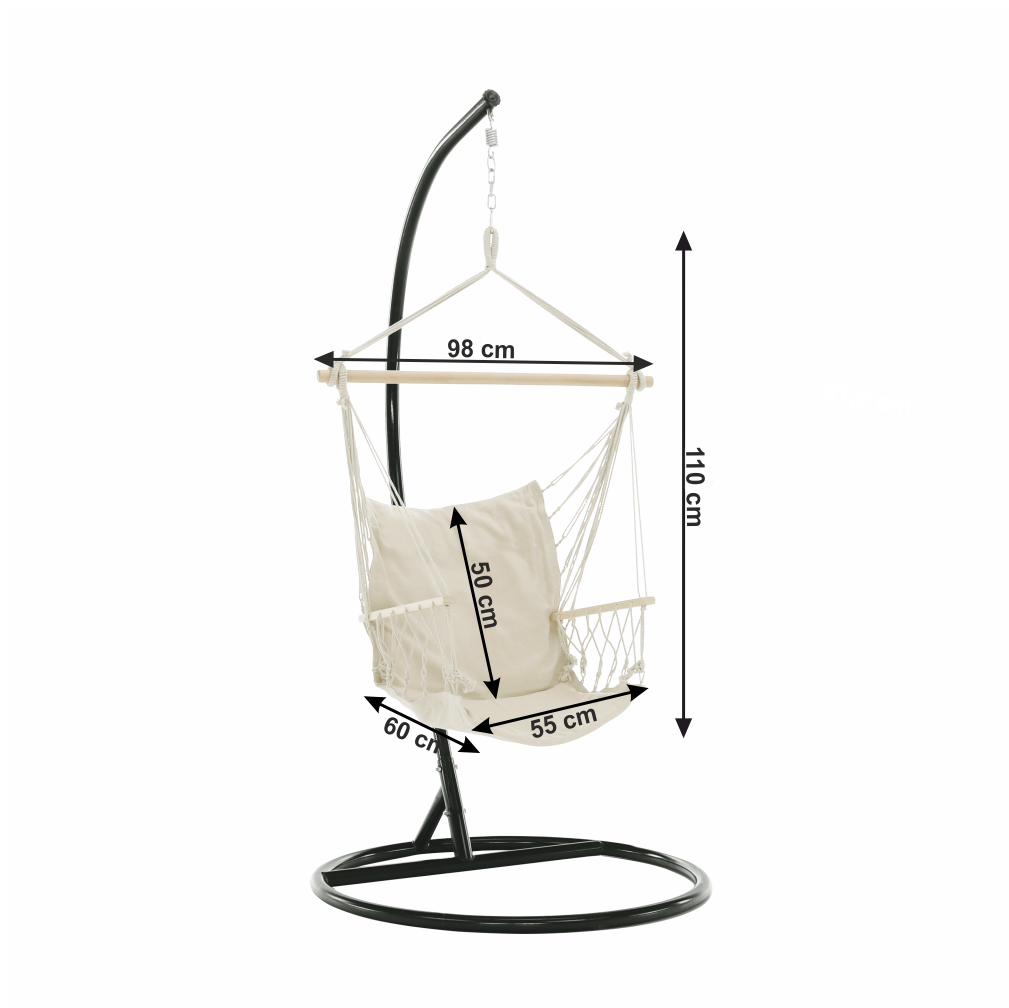 Scaun suspendabil, bumbac / lemn, alb, VINTO 2 NEW - imagine 2