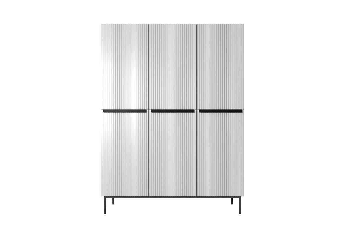 Dulap Nicole 150 cm cu două sertare - alb mat / picioare negre - imagine 3