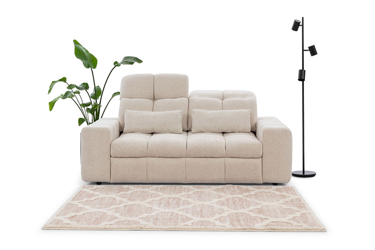 Canapea Magnelio II cu două locuri cu scaun extensibil electric - bej - imagine 2