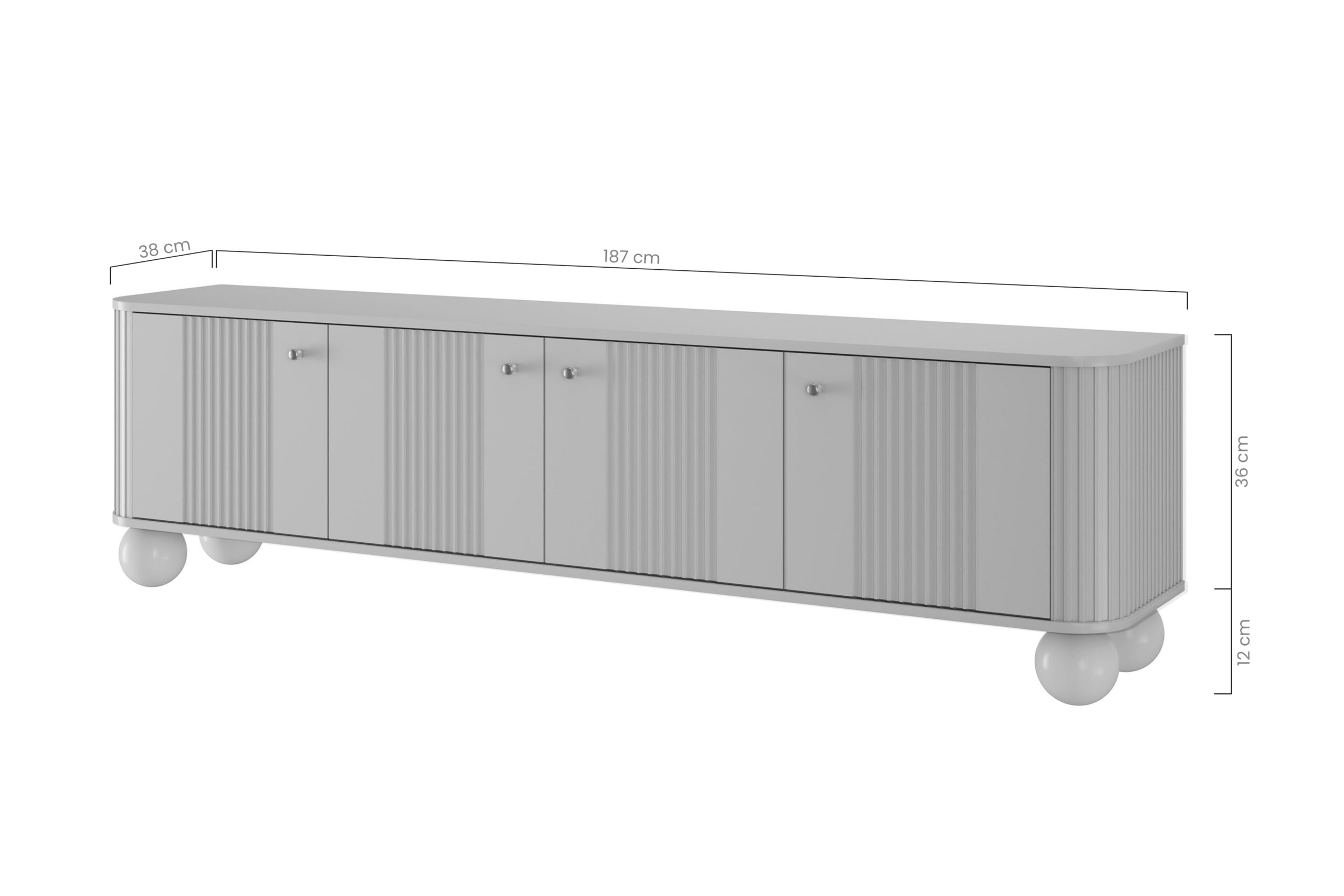 Dulap TV Vesper 4D 187 cm - cașmir / nuc / mânere negre / picioare rotunde - imagine 2
