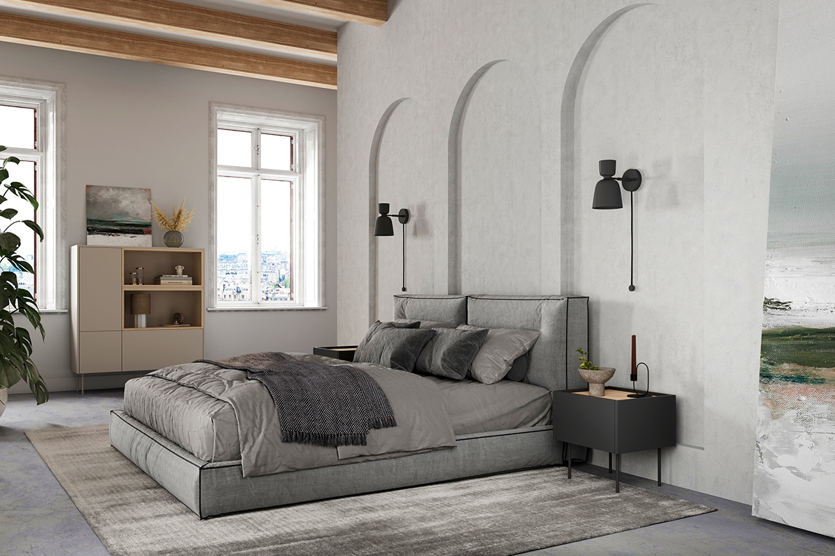 Măsuță de noptieră cu sertar Desin 45 1S - negru mat / Stejar nagano - imagine 6