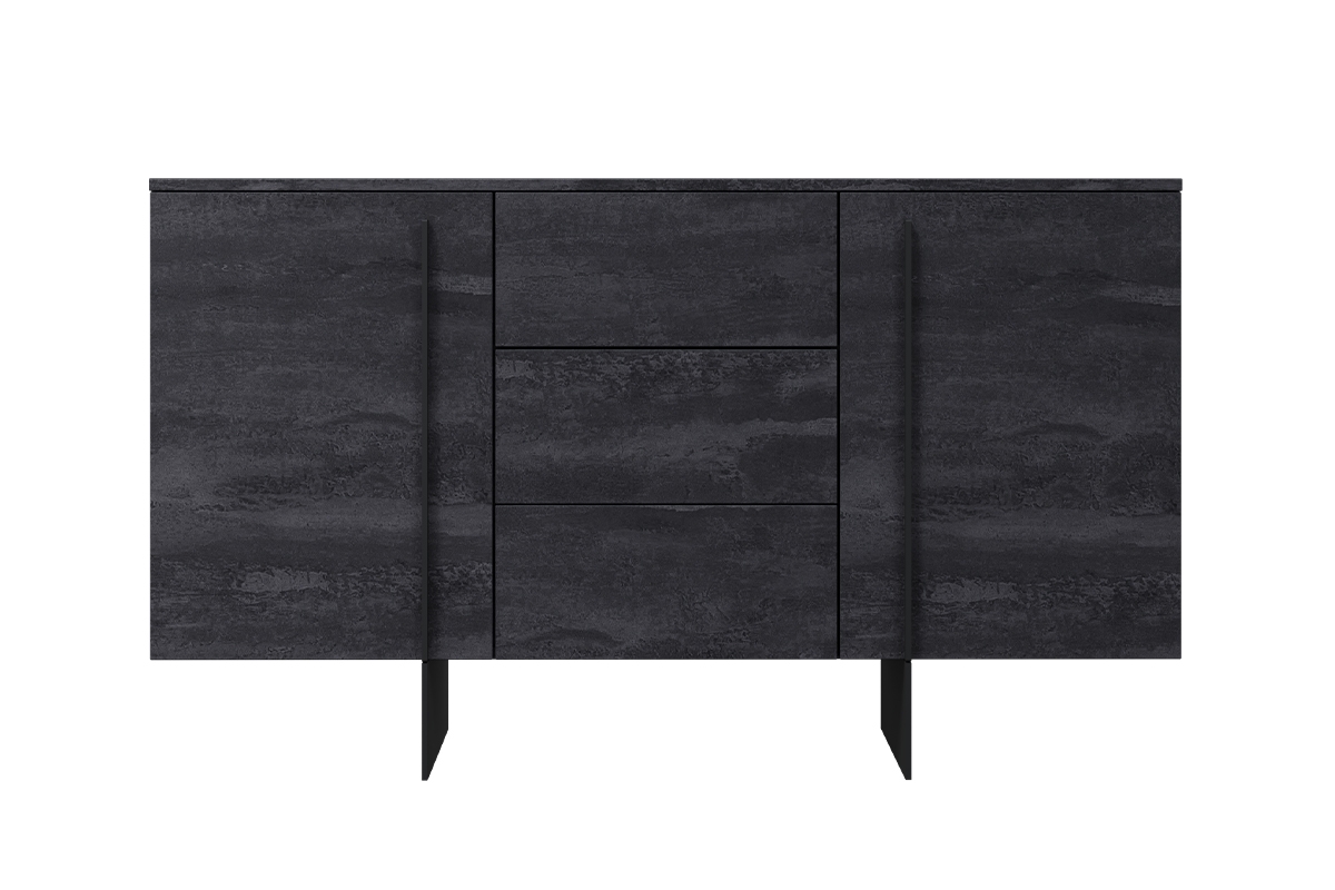 Comodă Larena 150 cm cu trei sertare - cărbune / picioare negre - imagine 5