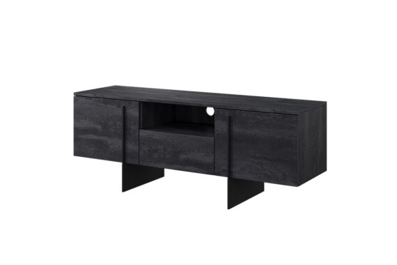 Comodă TV Larena 150 cm cu nișă - cărbune / picioare negre