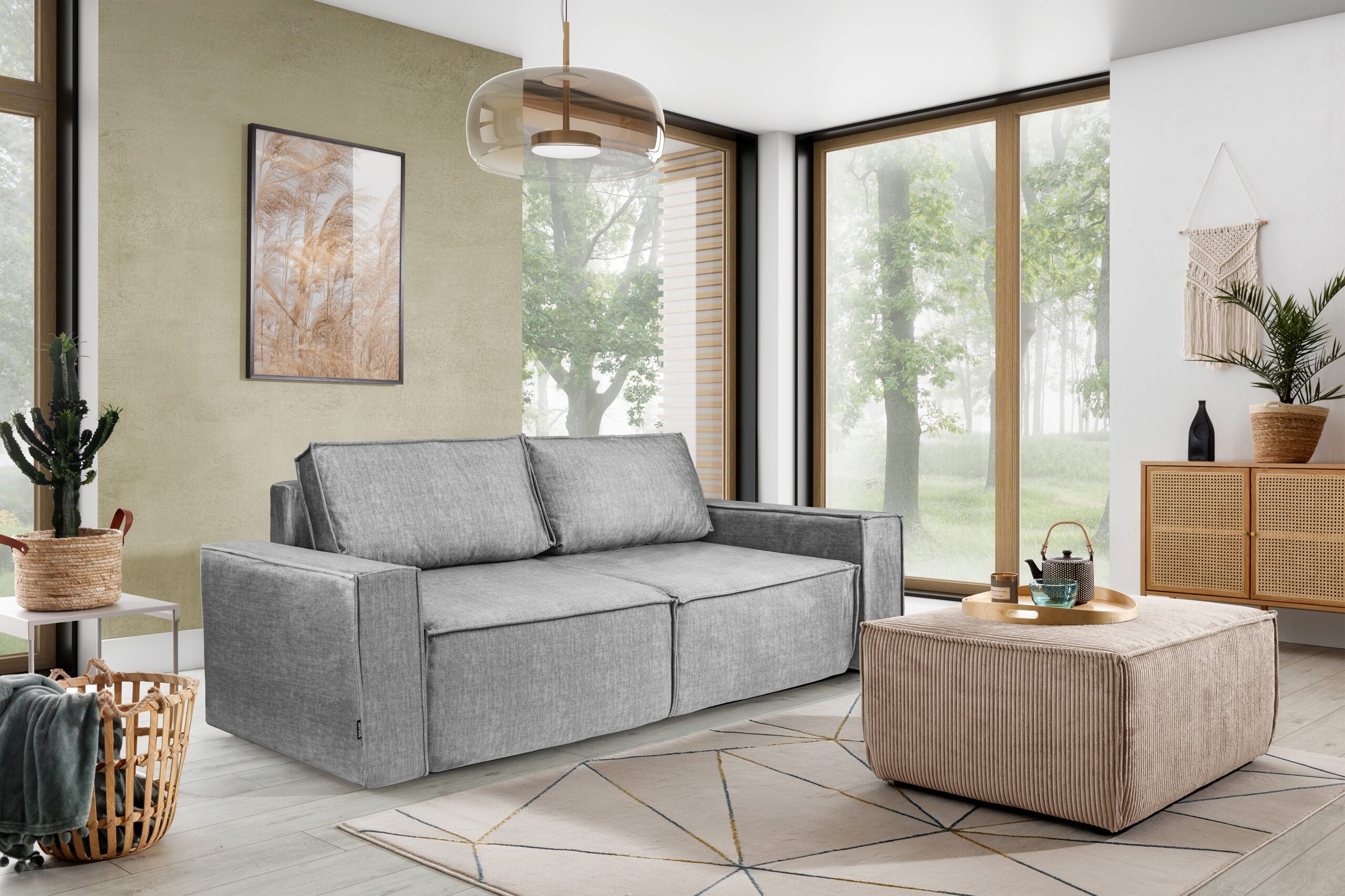Canapea Flabio extensibilă - gri catifea - imagine 4