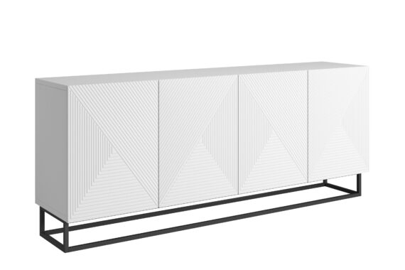 Comodă cu sertare 200 cm Asha pe bază de metal - alb mat