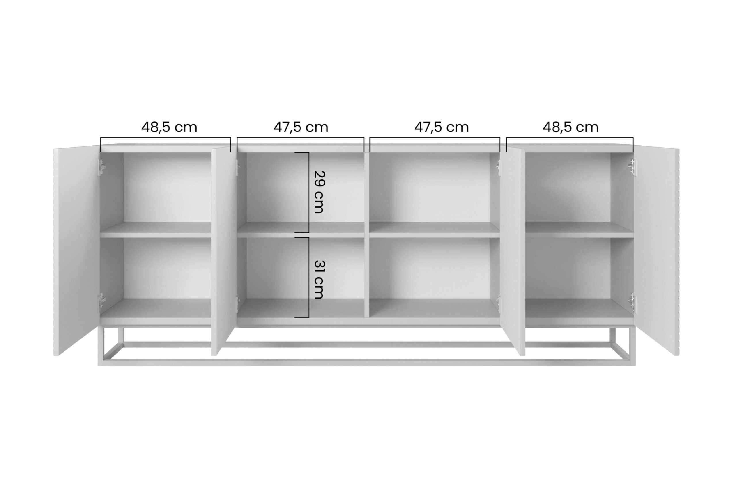 Comodă cu sertare 200 cm Asha pe bază de metal - negru mat - imagine 6