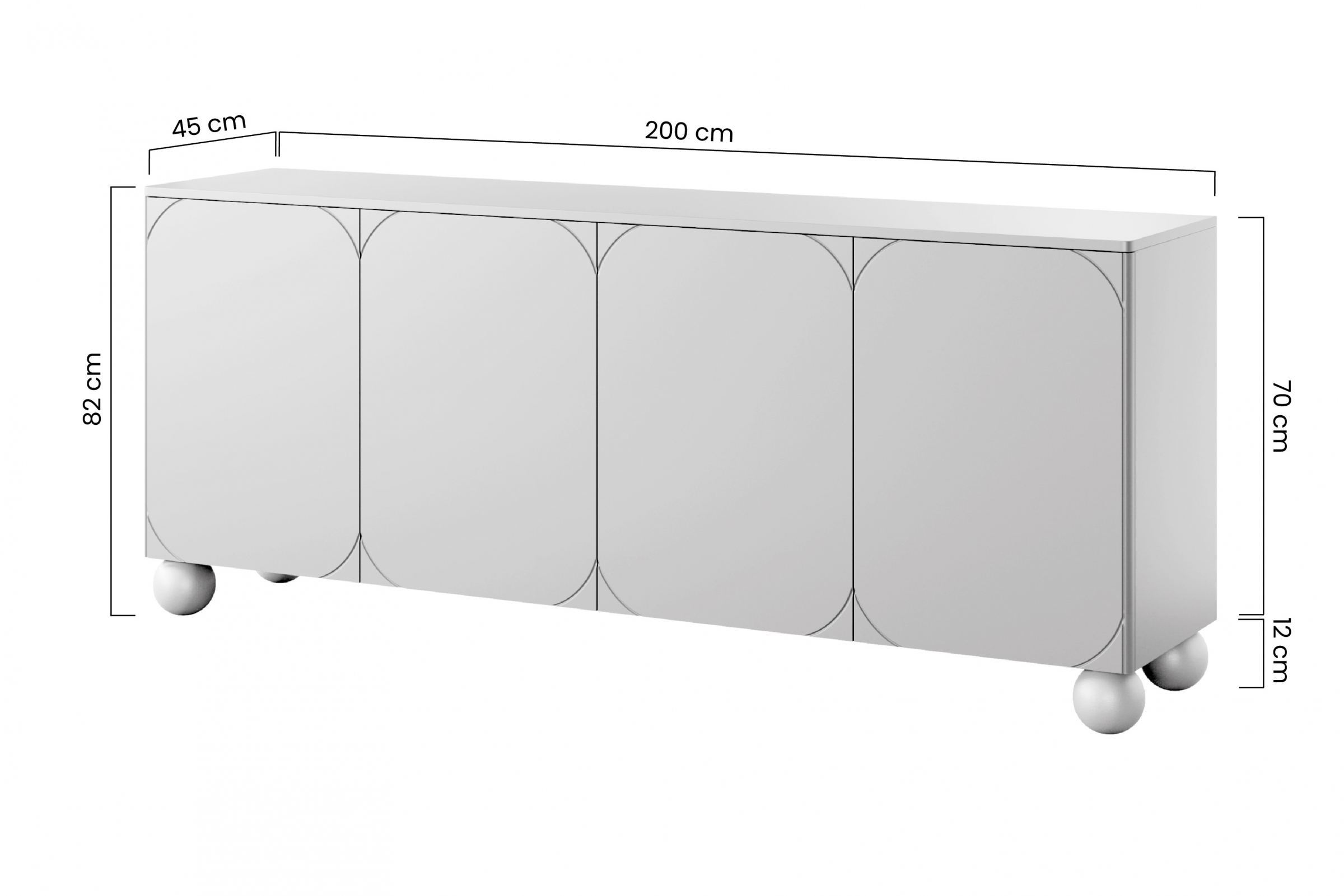 Comodă Sonatia II 200 cm cu patru uși și patru sertare ascunse - olive - imagine 3