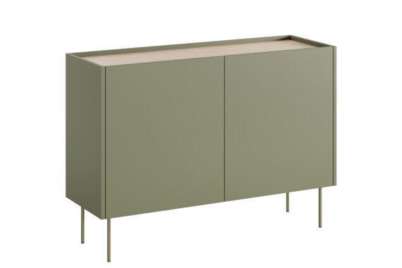 Comodă cu două uși și două sertare Desin 120 2U2S - Olive / Stejar Nagano