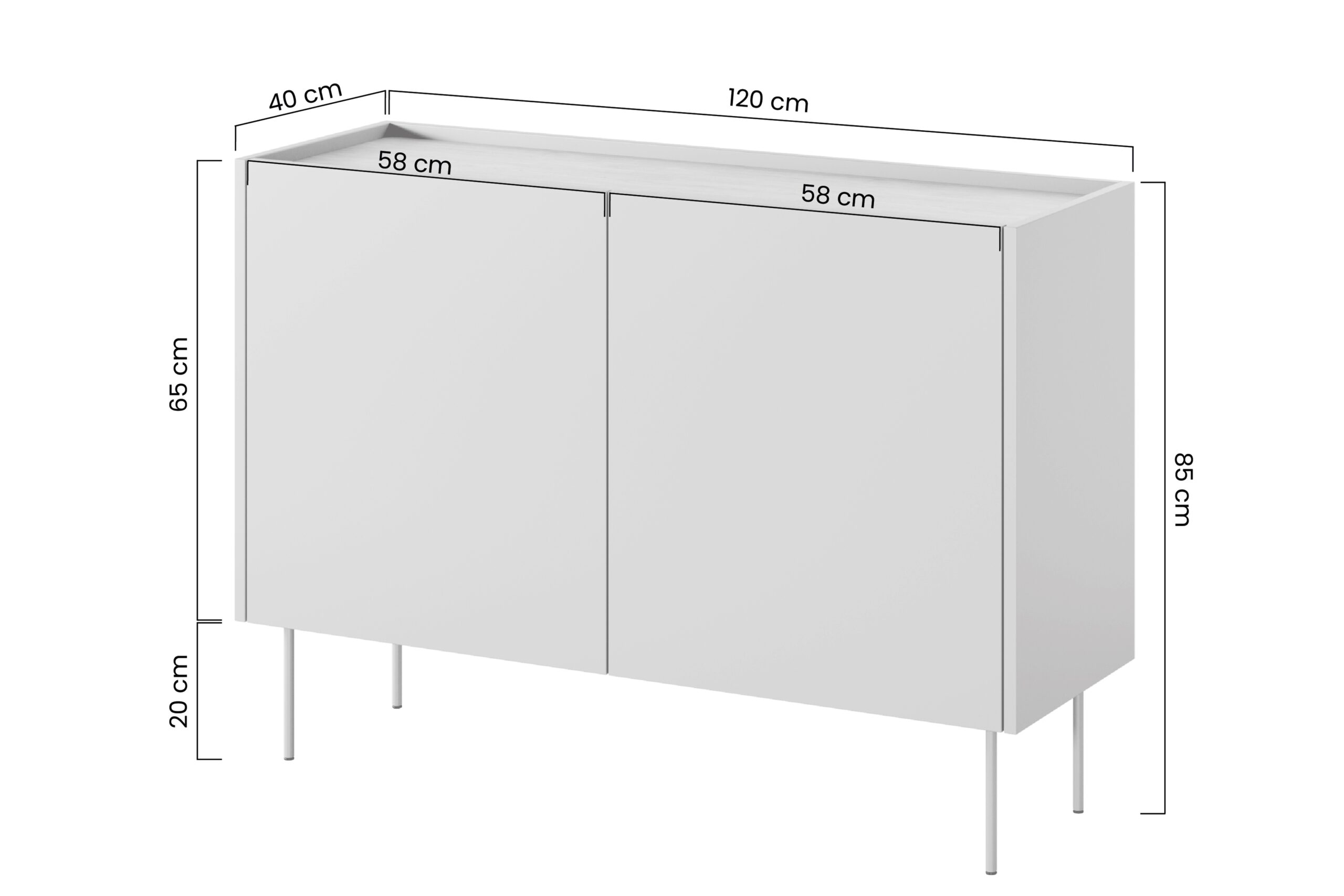 Comodă cu două uși Desin 120 2U - ceramică roșie / stejar nagano - imagine 7