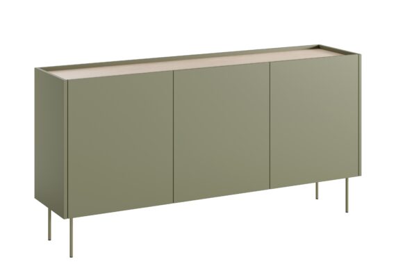 Comodă Desin 170 cm cu trei uși și două sertare- Olive / Stejar nagano