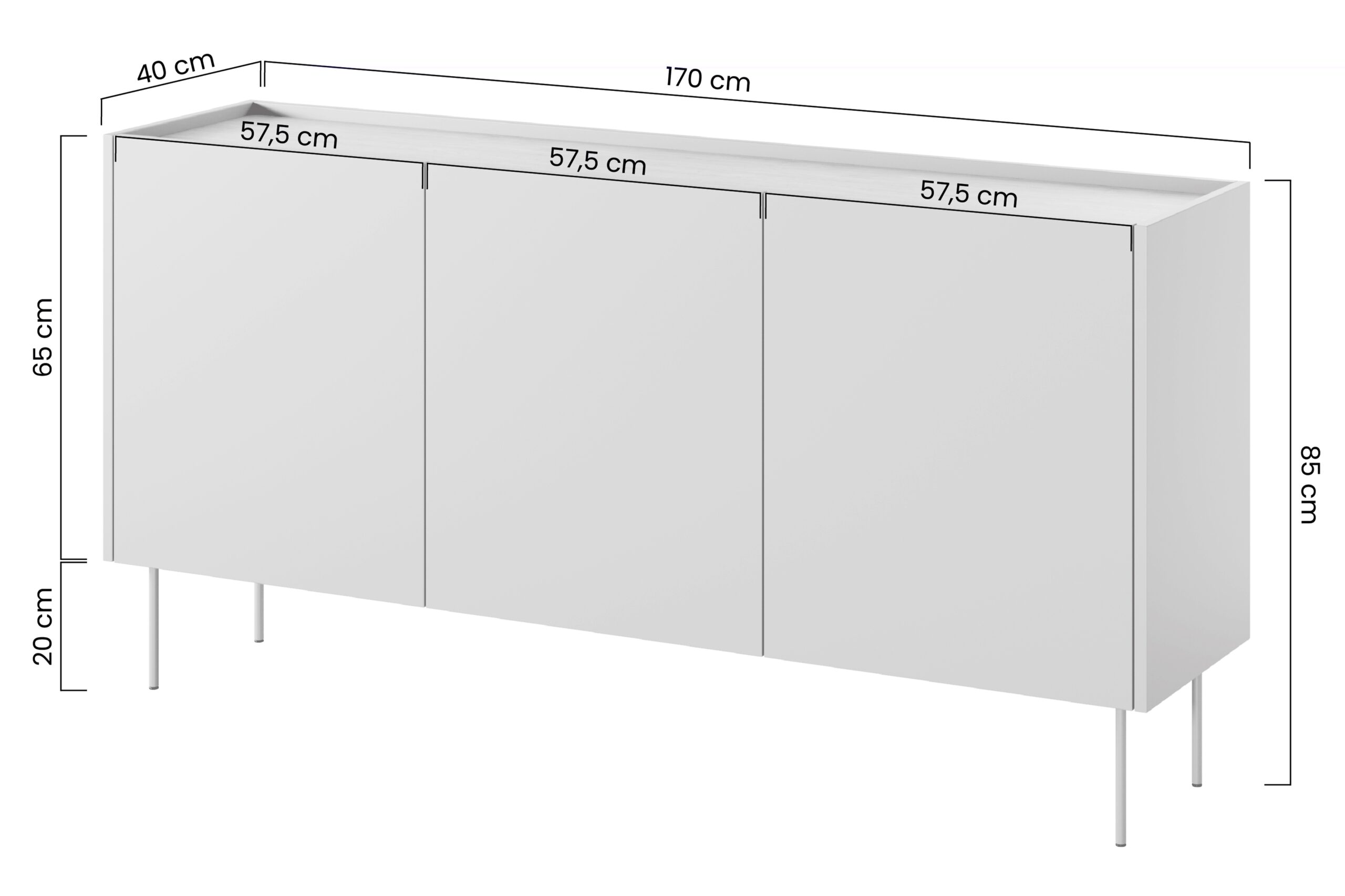 Comodă Desin 170 cm cu trei uși și două sertare- Olive / Stejar nagano - imagine 7