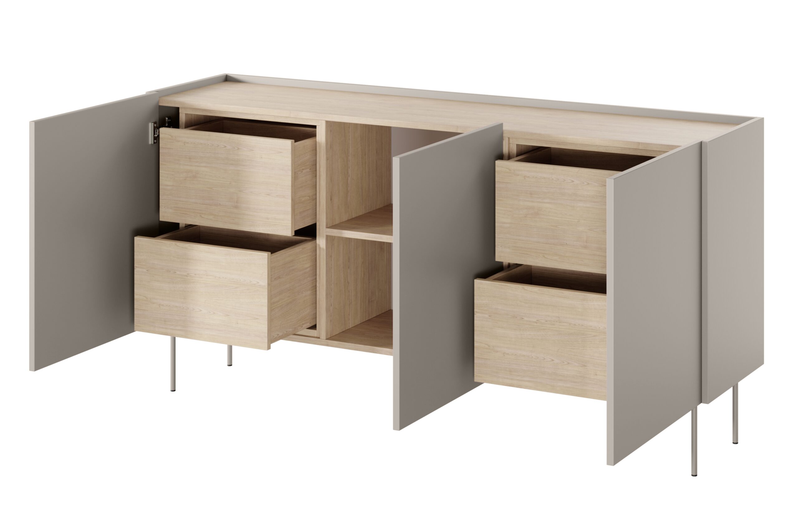 Comodă cu trei uși și patru sertare Design 170 3U4S - cașmir / stejar Nagano - imagine 6