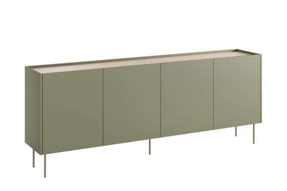 Comodă solidă cu patru sertare ascunse Desin 220 4U4S - olive / Stejar nagano