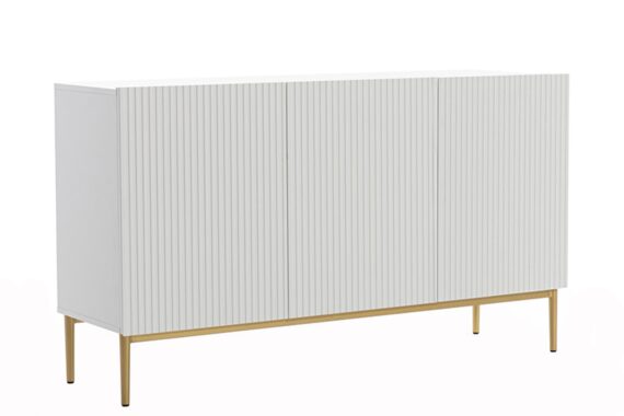 Comodă Nicole 150 cm - Mat alb / picioare aurii