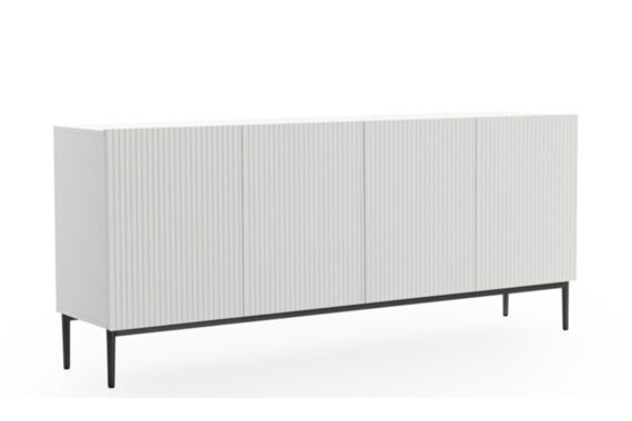 Comodă Nicole 200 cm - alb mat / picioare negre