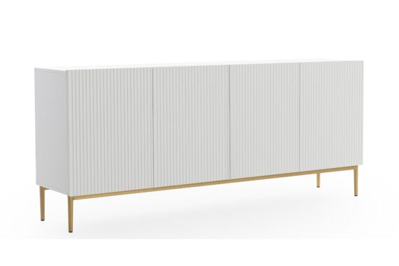 Comodă Nicole 200 cm - alb mat / picioare aurii